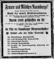 Abbildung Aufruf zur Wahl Naumburg 1919